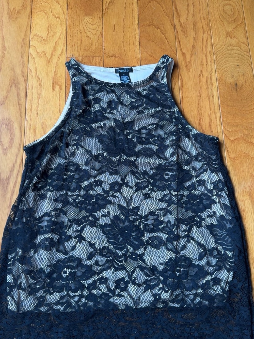 rue21 Black Floral Lace Tank Top
